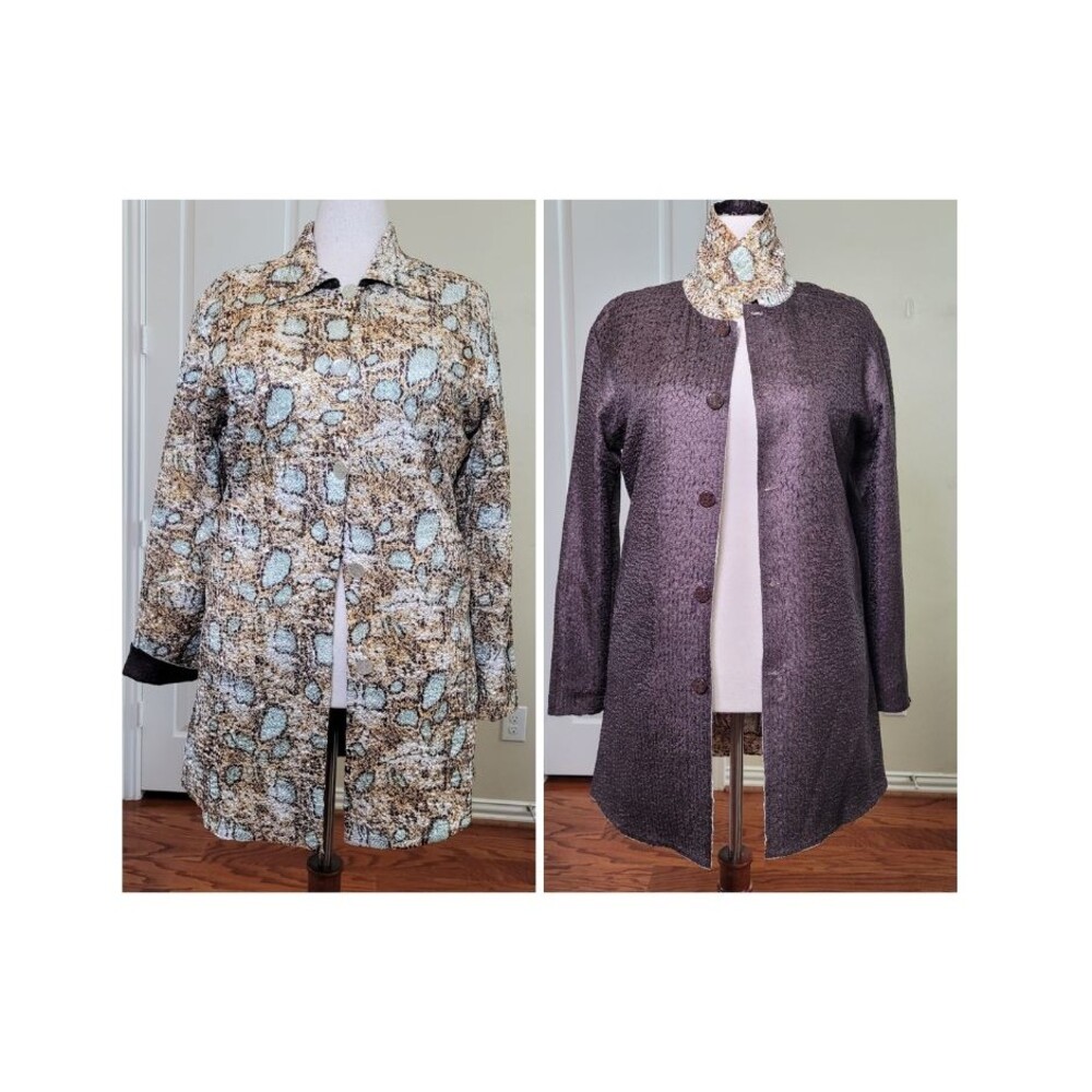 Ubu Snakeskin Print Raincoat Reversible Packable Jacket Crinkle Large Pockets